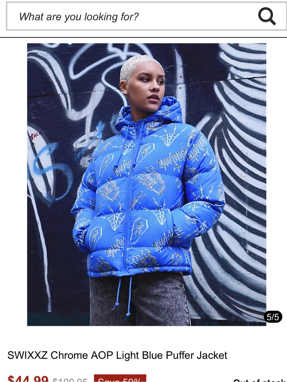 Zumiez Light Blue Chrome AOP Puffer Jacket - Women